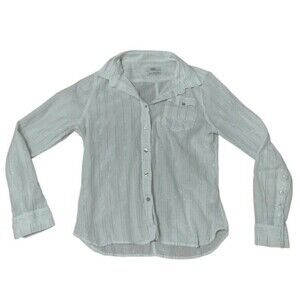 Edun Juniors Girls Large Blouse Long Sleeve White W/ Blue Pink Metallic READ